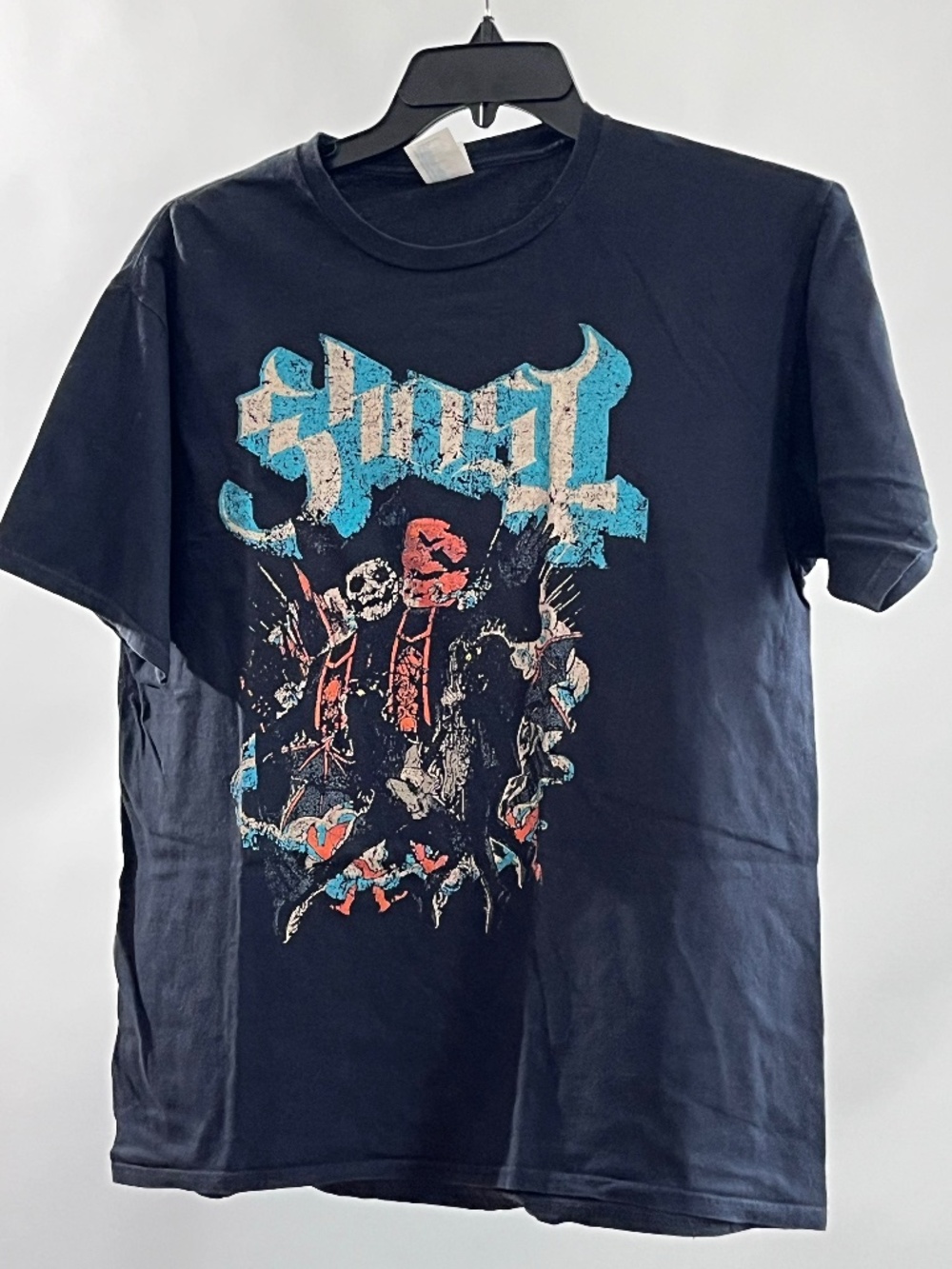 Ghost Band  Black Graphic T-shirt Retro Unisex Size L